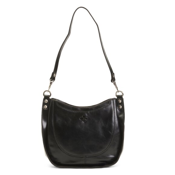 PATRICIA NASH Black Leather Caletta Medium Hobo Double Strap Crossbody